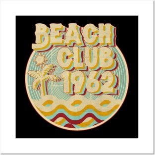 vintage retro beach club 70s 1962 with spirale turqoise Posters and Art